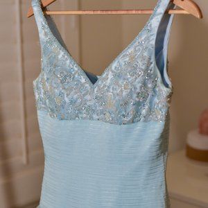 Lovely Light Blue Tulle Prom Dresses, Ruffles Pleated Formal Gown Size S,